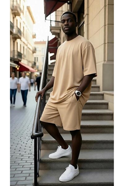 BENROMA Ελαστικό σετ σορτς και μπλουζάκι από λύκρα σε υπερμεγέθη εφαρμογή 1KH4