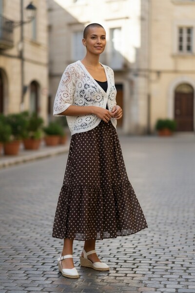 SEMİZ GİYİM Oyalı Kimono Model Beyaz Hırka