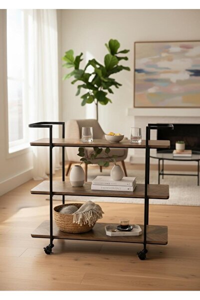 Casco Multi-Purpose Rolling Serving Cart - Modern Design with Three Shelves