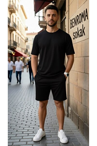 BENROMA Ελαστικό σετ σορτς και μπλουζάκι από λύκρα σε υπερμεγέθη εφαρμογή 1KH2