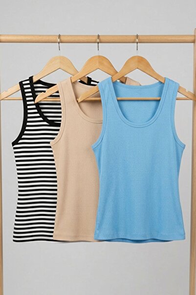 COTENCONCEPT 3 τεμάχια Μπλουζάκι με κορδόνια και λουράκια από μείγμα βισκόζης