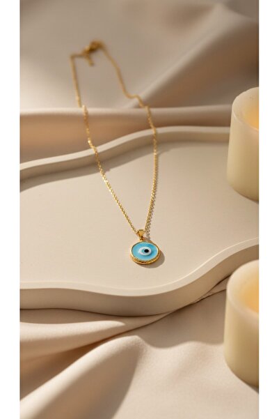 SR Jewelry Box Mavi Nazar Kolye – Gold Zincirli Minimal Şık Tasarım 🧿✨