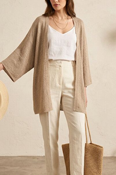 mefru Women's Oversize Draped Half Sleeve Basic Cardigan