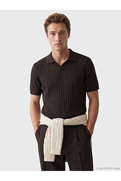 LC Waikiki Rmz Gi̇yi̇m Farkiyla Devrik Roba Collar Men's Knitwear T-Shirt