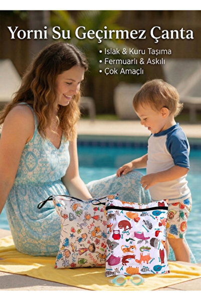 yorni 2 Adet, 30x35cm Sıvı Geçirmeyen, Islak Kuru Çok Amaçlı Çanta, Fermuarlı...