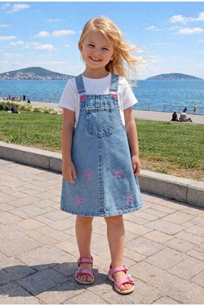 gnygiyim Κοριτσίστικο τζιν σετ με φιόγκο και λεπτομέρεια κεντήματος, με ρυθμι...