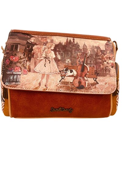Sweet Candy Geantă crossbody sintetică cu 3 buzunare exterioare cu fermoar pe...