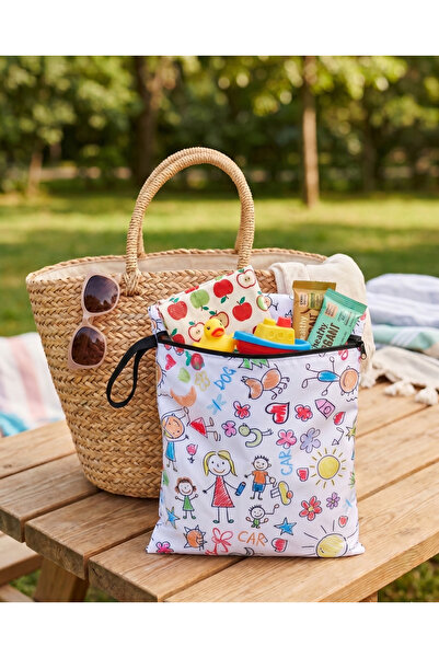 yorni 2 Adet, 30x35cm Sıvı Geçirmeyen, Islak Kuru Çok Amaçlı Çanta, Fermuarlı, Makinede Yıkanabilir