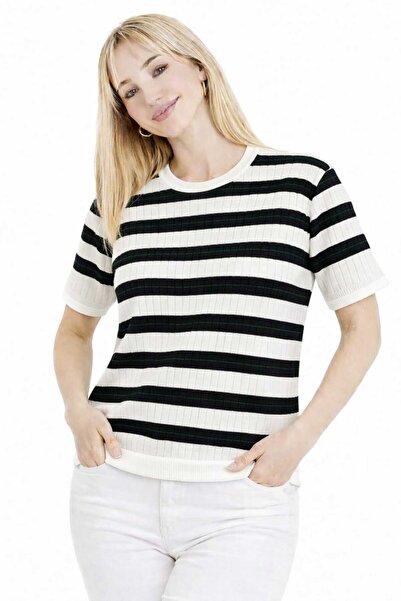 H&E LUXURY DESIGN Women's Striped Basic Tshirt