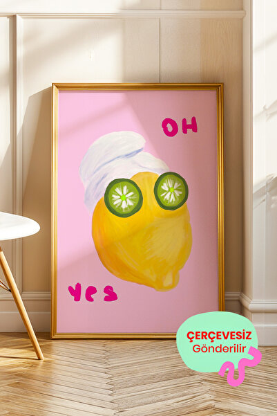 ArtDropsco Limon Tablo Poster Spa Temalı Modern İllüstrasyon Mutfak Duvar Dek...