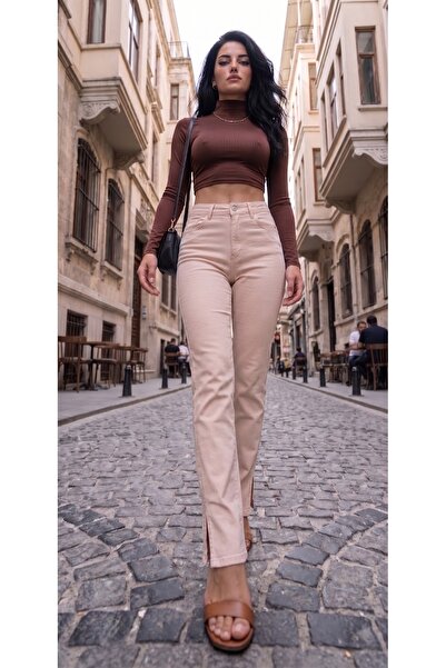 REDZARRAM Ελαστικό τζιν παντελόνι με σκίσιμο στο τελείωμα από λύκρα