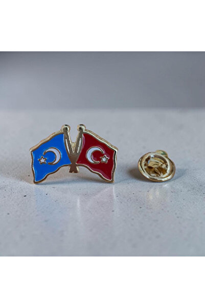 Ulaş Hediyelik TÜRKİYE & DOĞU TÜRKİSTAN FLAMALI YAKA ROZETİ 1 ADET