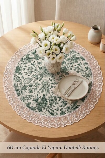 Rona Home Πράσινο λουλουδάτο ράνερ, αυθεντικό κομψό διακοσμητικό κάλυμμα τραπ...