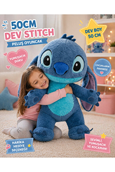 TRUST STORE 50 CM Dev Boy Stitch Peluş Oyuncak Büyük Boy Yumuşacık Sevimli ve...
