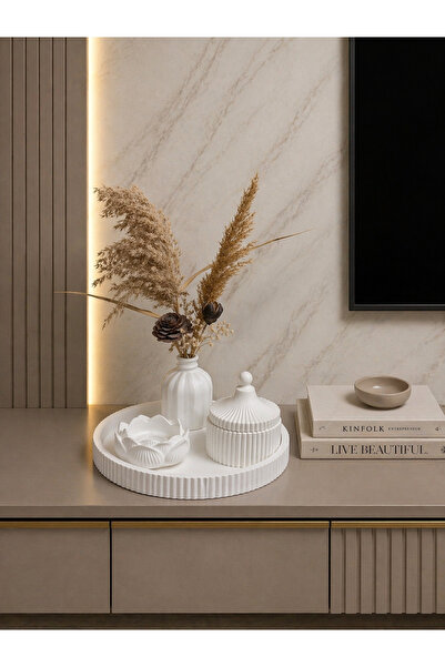 Zigzag Home Διακοσμητικό σετ βάζων 4 τεμαχίων σε στυλ Μποέμ, Ριγέ δίσκος, Βάζ...
