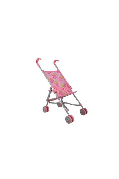 WOWMOMKIDS 13001 عربة أطفال معدنية قابلة للطي على شكل عصا مشي بنمط الفراولة