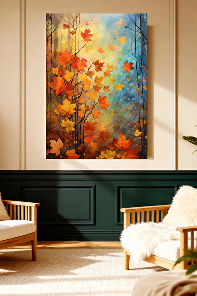 Mushen Studio Frunze de toamnă zburătoare Tablou pe pânză Decor modern de per...