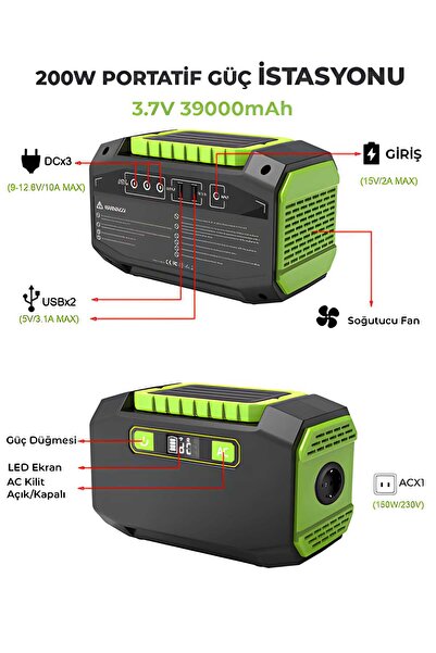 tagon Robo Solar 200W Taşınabilir Güç Kaynağı