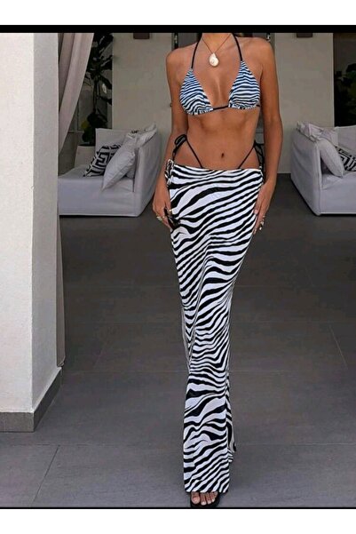 ARHEZ TEKSTİL Σετ παρεό μπικίνι με σχέδιο ζέβρας