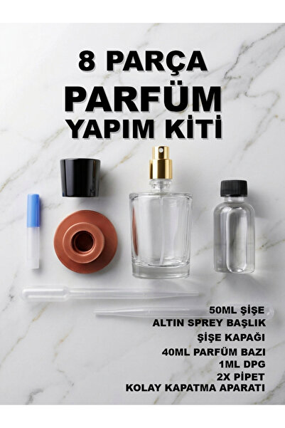 KokuAtölyesi Evde Parfüm Yapım Seti – 50 ml Şişe + 40 ml Parfüm Bazı + DPG Da...
