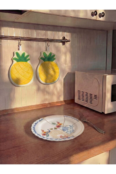 LC Waikiki Rmz Gi̇yi̇m Farkiyla Pineapple Embroidered Tea Towel Set of 2