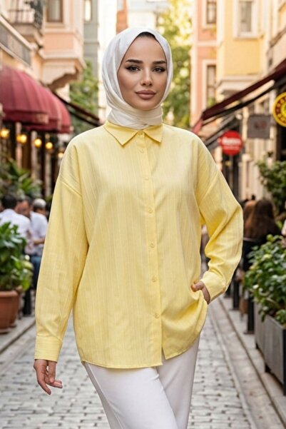 adamila Kadın Premium Oversize Gömlek Tesettür Salaş Uzun Kollu Kaliteli Tunik