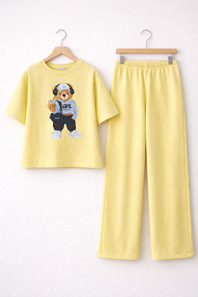 EYLÜL ELİF BUTİK Unisex Παιδικό μπλουζάκι με στάμπα αρκουδάκι και παντελόνι, ...