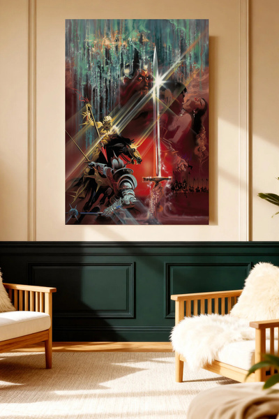 Mushen Studio Tablou pe pânză cu sabie de cavaler din filmul Excalibur, decor...