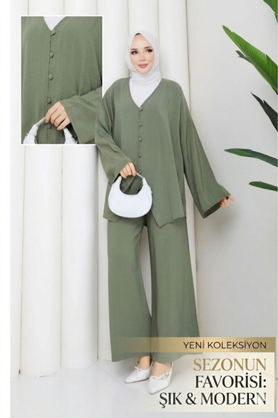 Gülsüm Aydın Modal Fabric Double Set Luna Casual Cut Pants Stylish Hijab Set
