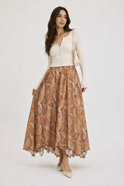 Lusin Γυναικεία φούστα με ελαστική μέση, φλοράλ σχέδιο, επένδυση και ψηλόμεσο...