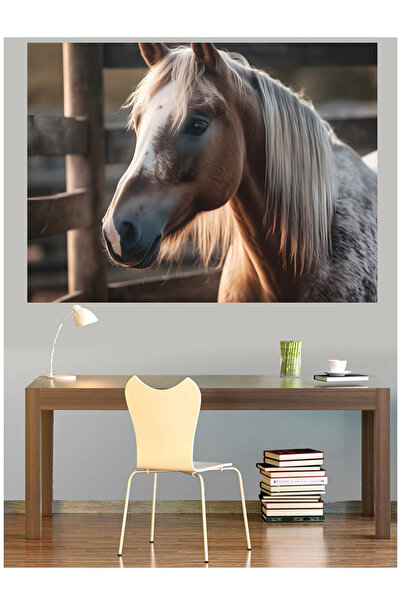 Mushen Studio White Mane Horse Portrait Canvas Painting Classic Wall Decor Ar...