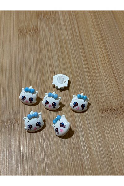 Lorin hobi Plastic Baby Button with Cat Design 15 mm 5 Pieces Blue