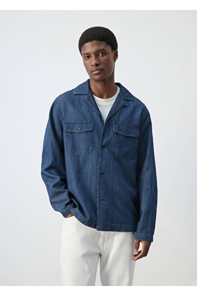 MANGO Man Cepli denim gömlek ceket