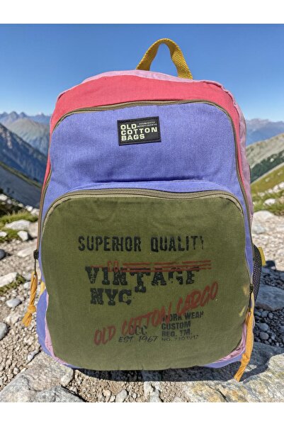 Old Cotton حقيبة سفر مدرسية ذات تصميم كلاسيكي ملون عالي الجودة مقاس 30 سم × 4...