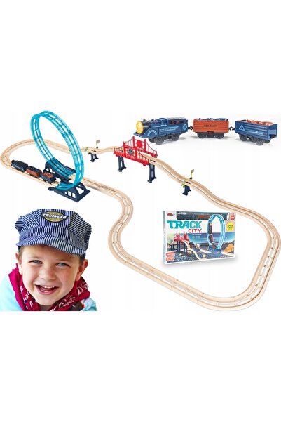CasaFeliz Circuit Tren Electric, Retro Track City, Set De Cu 3 Vagon, Jucarie...