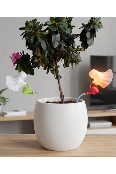 NADO DEKOR 2'li Set: Led Mumlu Hayalet Saksı Figürü & Gece Lambası
