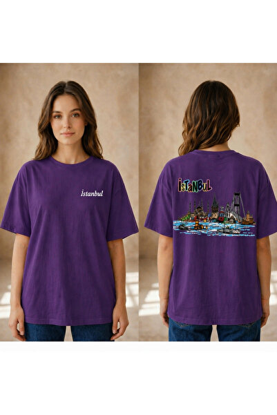 VODEXA Tricou oversize pentru femei ISTANBUL, imprimat, 100% bumbac, croială ...