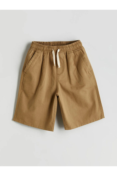 LC Waikiki Lcw Kids Green Elastic Waist Linen Blended Boy Shorts