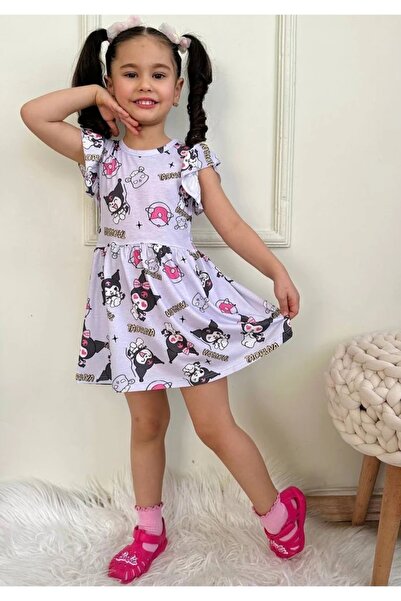 Yağmur Giyim Pjkel Kuromi Patterned Digital Printed Dress 3-10 Years 7512-K