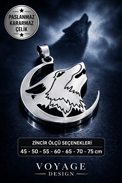 voyageaccessory Symbol of Strength and Freedom Stainless Steel Wolf in a Cres...