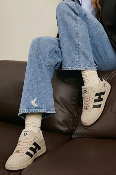 Nubbock Vintage izgled, krem crne sportske cipele sa vezicama NK4158