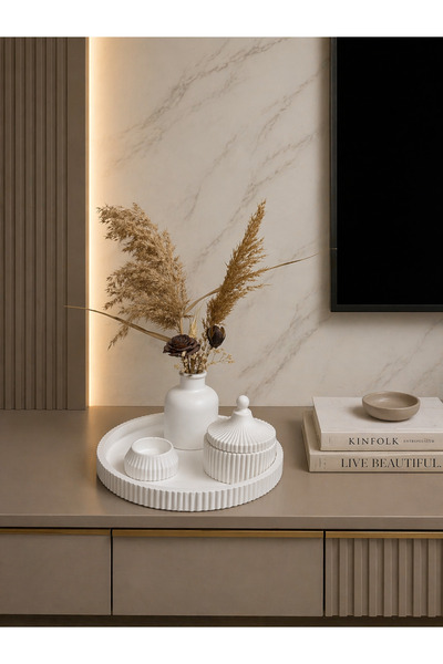 Zigzag Home Διακοσμητικό σετ βάζων 4 τεμαχίων σε στυλ Μποέμ, Ριγέ Δίσκος, Επί...