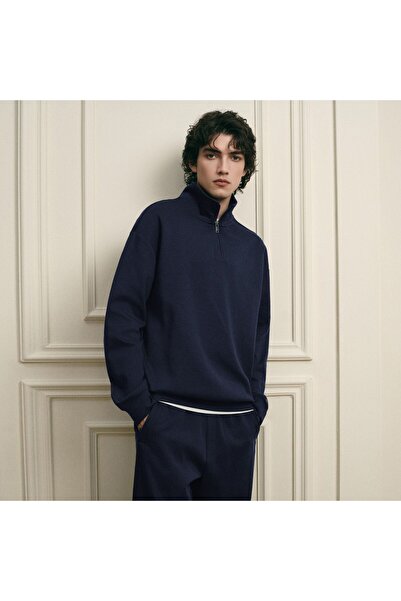 Giordano Men’s Regular Fit Lyocell Half-Zip Sweatshirt