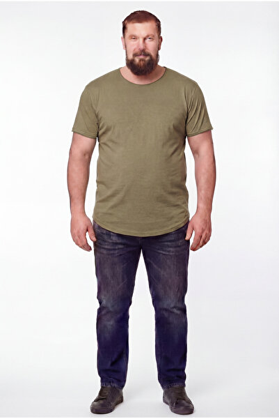 BlackHorn تي شيرت رجالي ذو ياقة واسعة مقاس كبير مصنوع من القطن بنسبة 100% فضف...