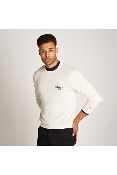 Tommy Hilfiger Graphic Cotton Crew Men's Cream Sweatshirt Mw0Mw38336Z00