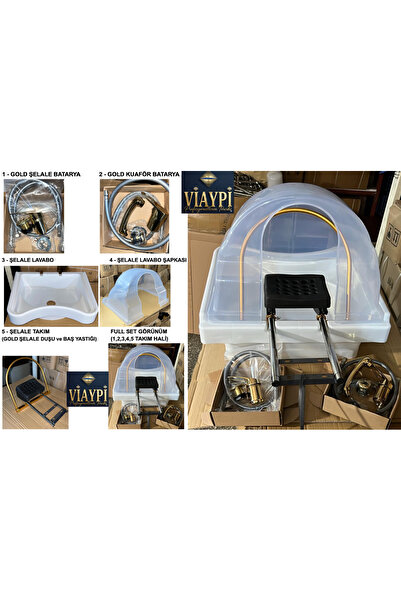 Viaypi Asya Kafa Masajı Şelale Batarya Ve Lavabo Full Set Gold Seri - Tam Tak...
