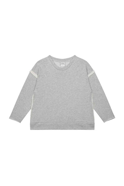 PETIT-ATELlER Grey Contrast Detailed Sweatshirt High-Quality Fun Kids Everyda...