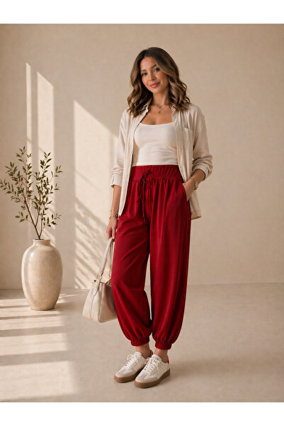 Ales Moda Παντελόνι Σαλβάρ με ζώνη από Λύκρα και Βισκόζη