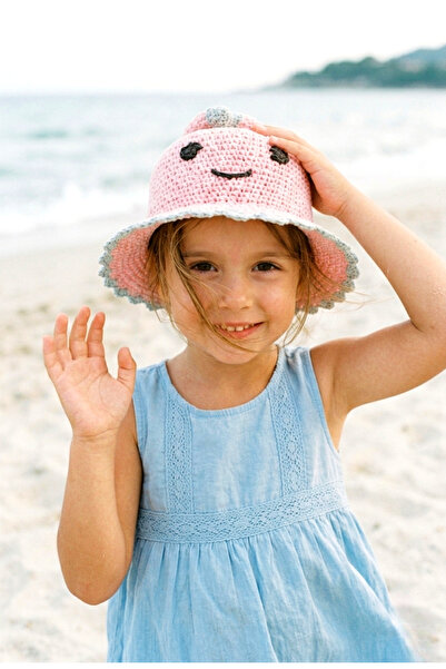 LAGRANZE Ψάθινο καπέλο για κορίτσια 4-7 ετών Mini Teddy Smile