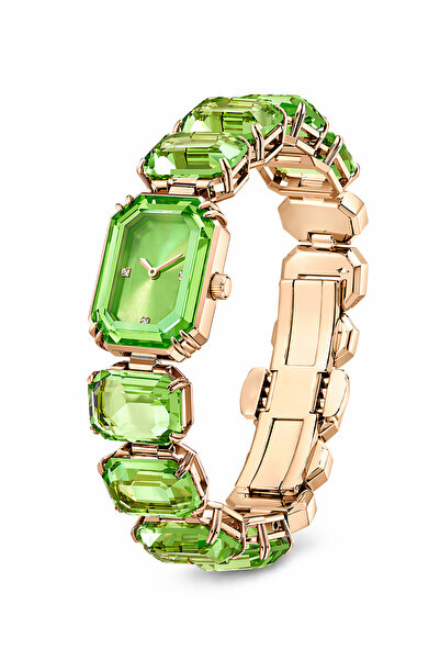 POSEİDONS JEWELLERY Yeşil Kristal Taşlı Gold Kadın Bileklik Saat – Işıltılı &...